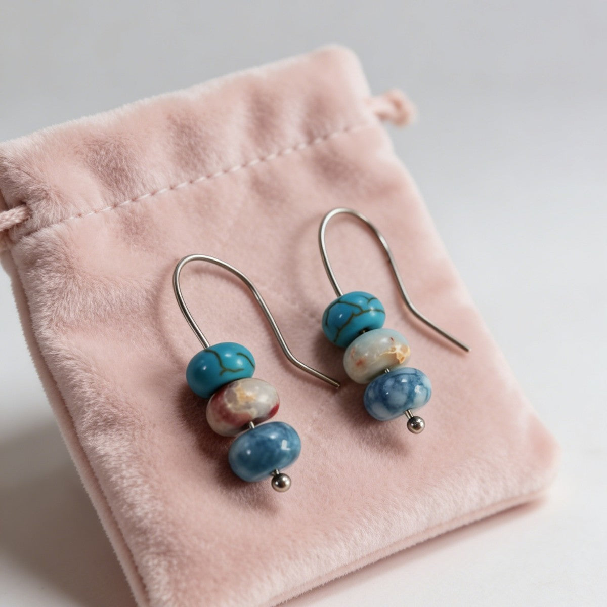 Turquoise Vintage Cross Beaded Earrings - product image 1