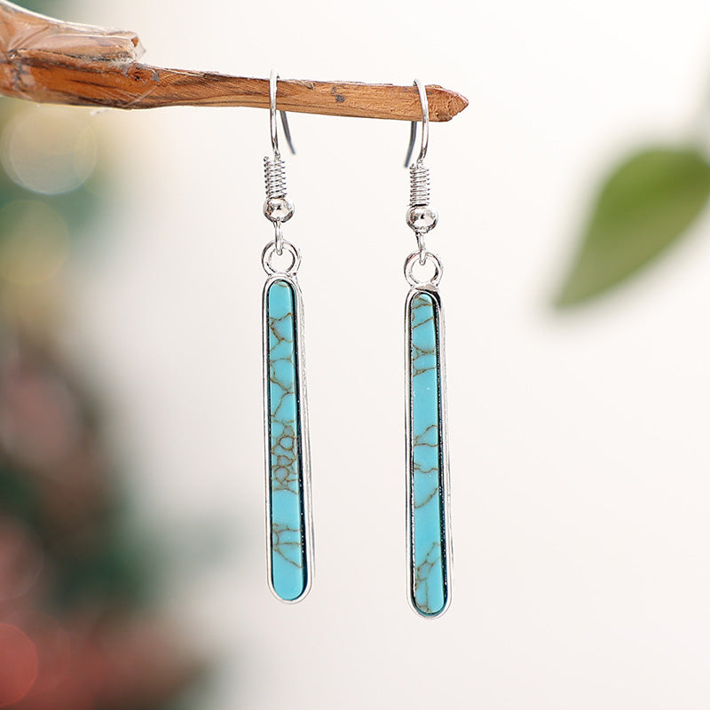 Western Turquoise Vintage Geometric Cross Earrings - product image 2