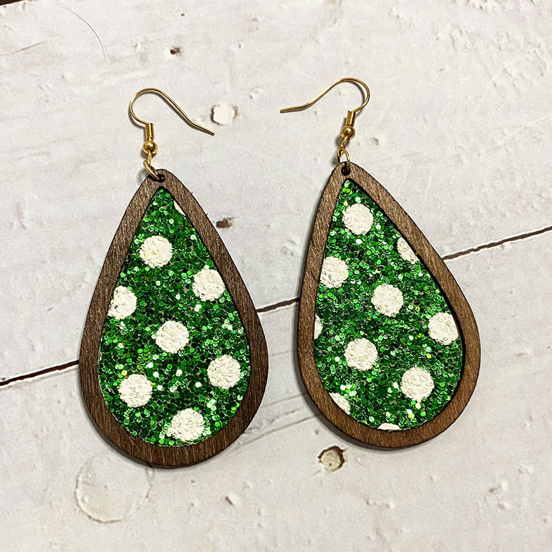 Cross Wood Leather Earrings - product image 2
