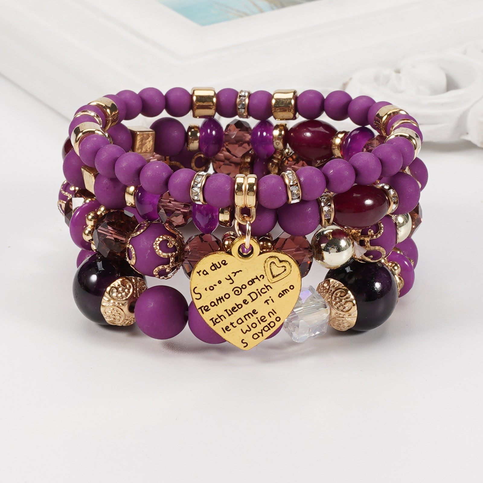 Boho Heart Cross Beaded Crystal Necklace for Women
