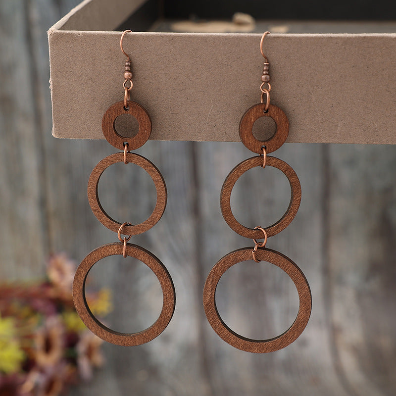 Vintage Geometric Wood Earrings - product image 2