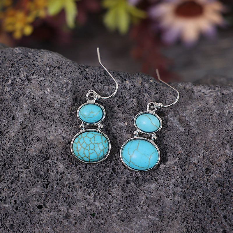 Turquoise Boho Vintage Cross Earrings - product image 5