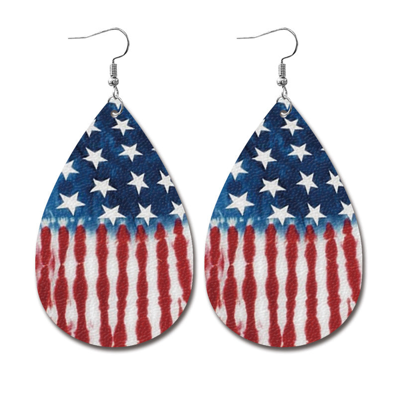 Vintage Cross Flag Leather Earrings - product image 8