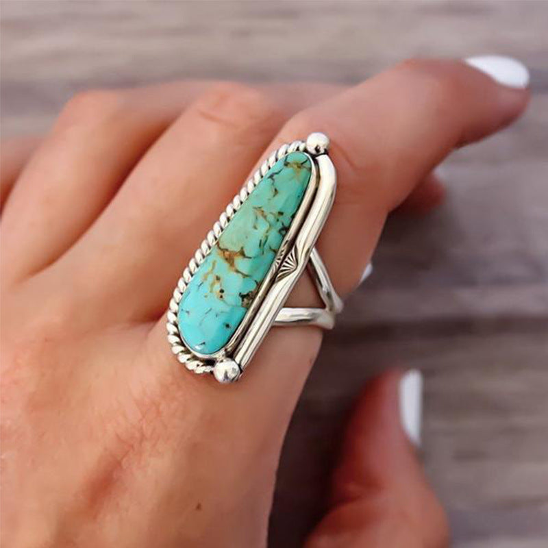 Turquoise Vintage Geometric Cross Ring - product image 1