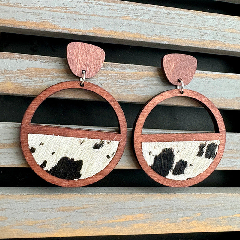 Western Statement Geometric Cross Leather Earrings - product image 2