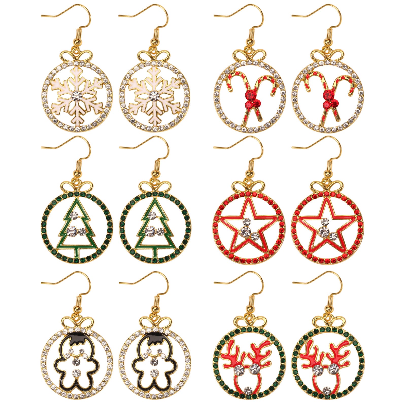 Christmas Earrings: Reindeer Antlers - Christmas Tree - Snowman - Pentagram - - product image 1