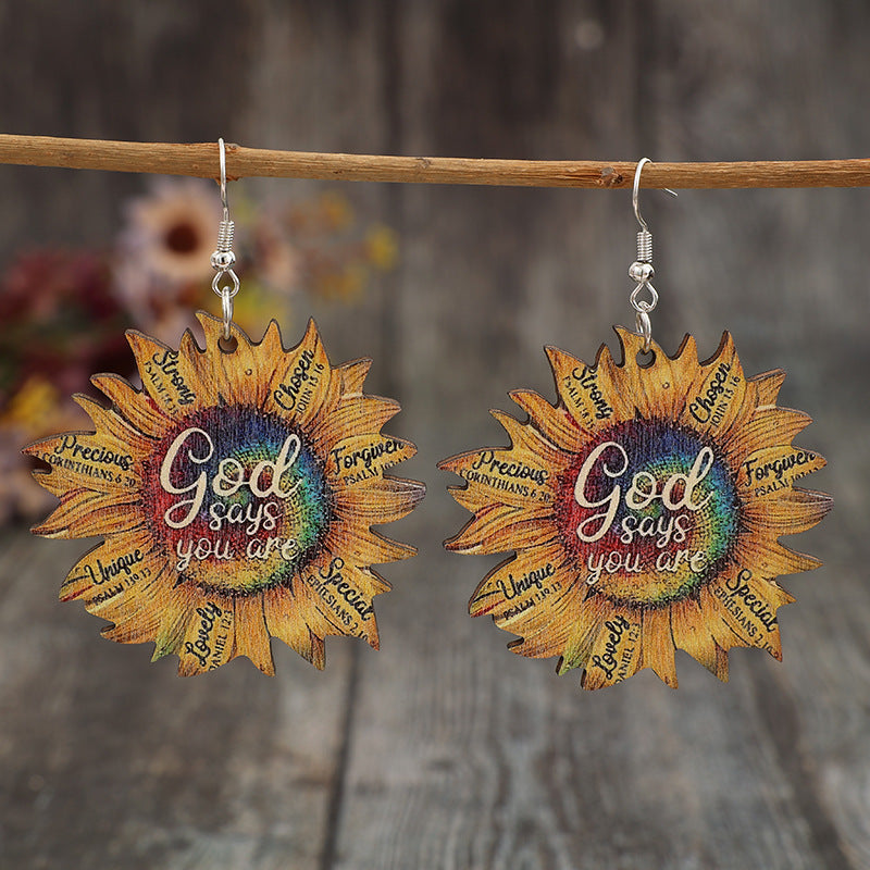 Floral Cross Wood Earrings - product image 1