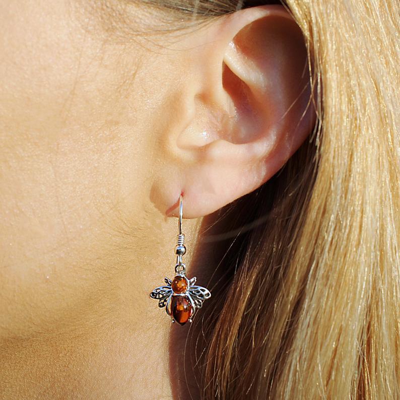 Cross Bee Crystal Earrings - product image 2