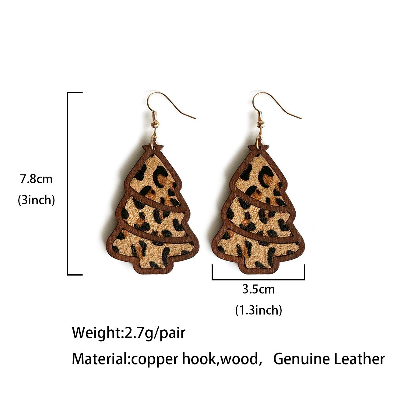 Western Horse Wood Leather Earrings - product image 4
