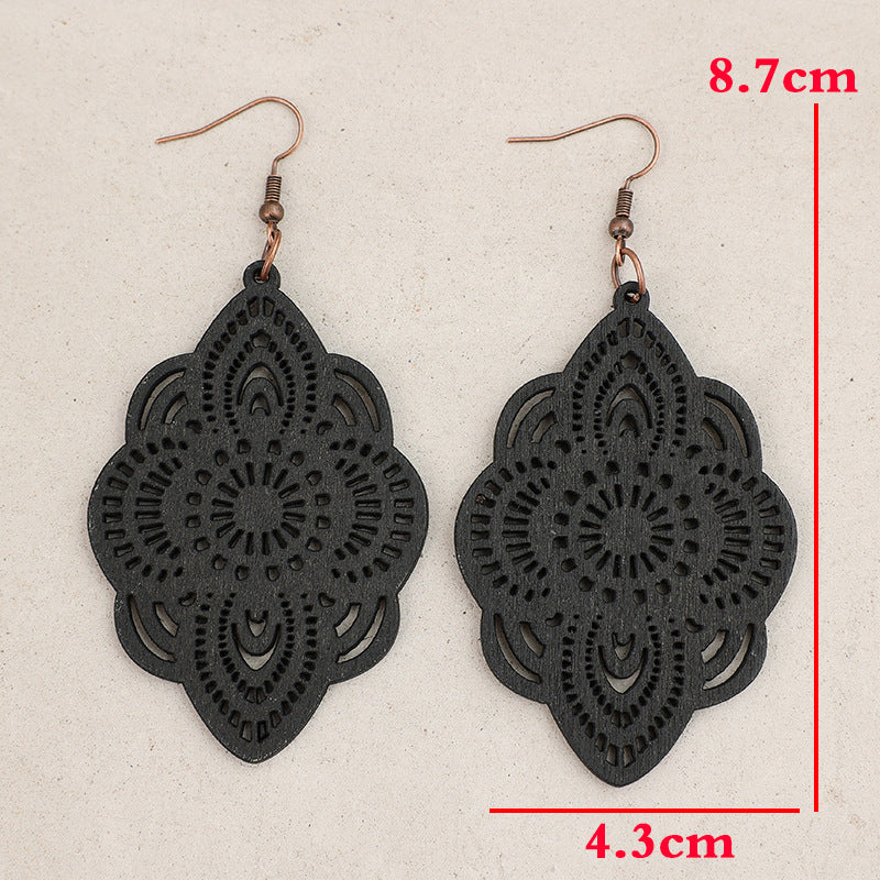 Vintage Floral Cross Wood Earrings - product image 17