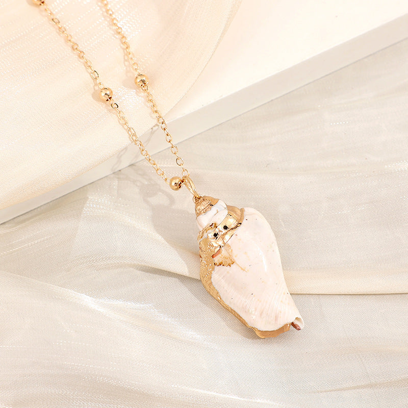 2019aliexpress : Ocean‑style Necklace with Gold‑trimmed Seashells and Conch - product image 14