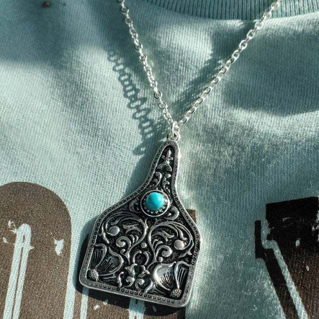Turquoise Vintage Geometric Cross Necklace - product image 2