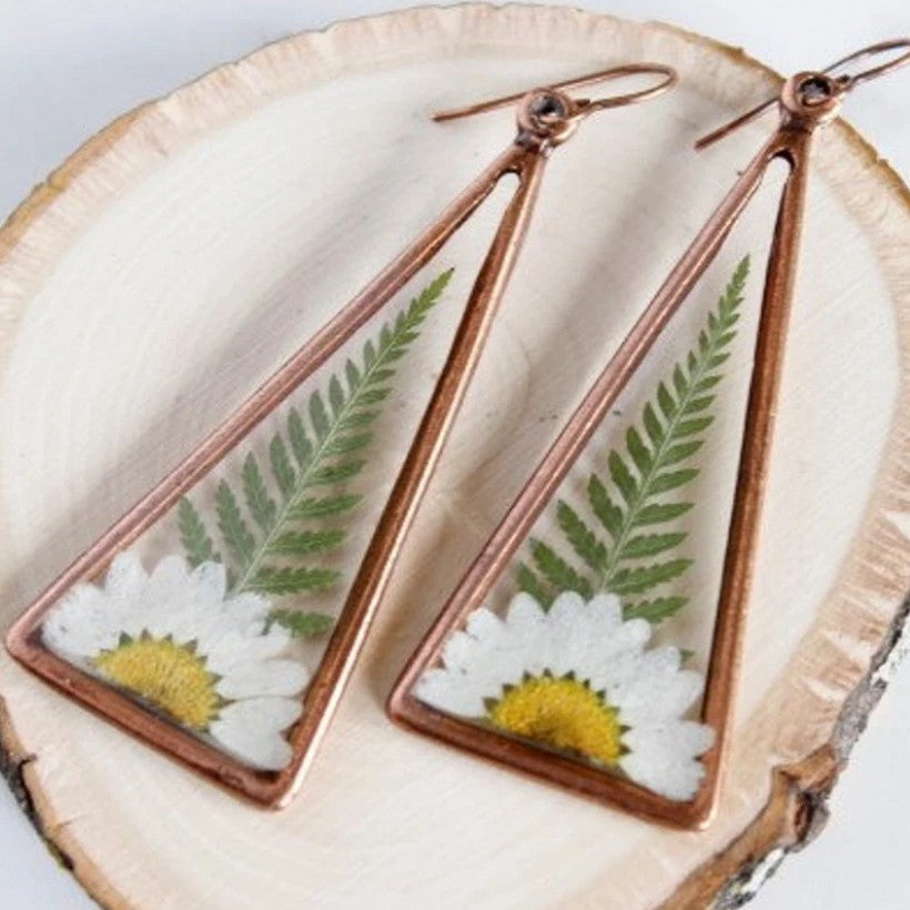 Vintage Geometric Floral Cross Resin Earrings - product image 2