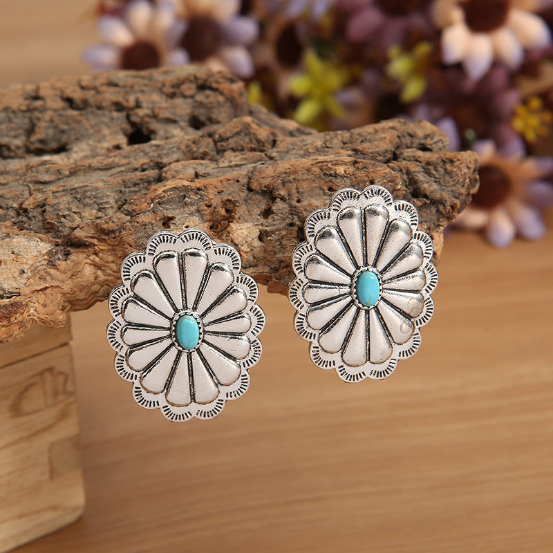 Turquoise Boho Vintage Statement Cross Earrings for Women - product image 15