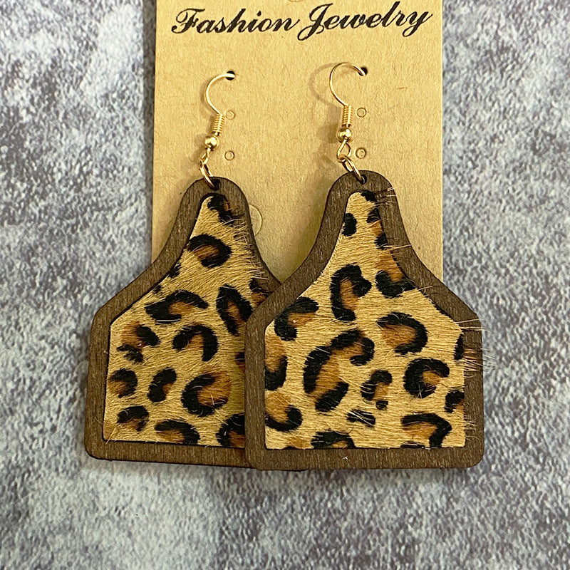 Western Boho Horse Cross Leather Earrings