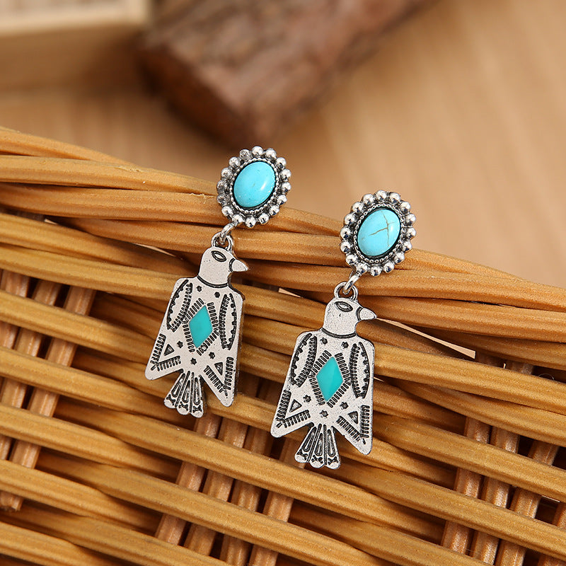 Turquoise Boho Vintage Cross Earrings - product image 3