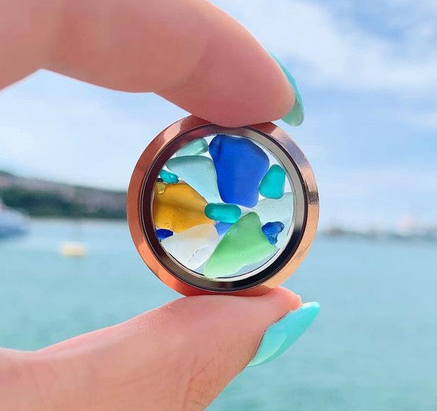 Colorful Sea Glass Round Pendant Necklace - product image 1