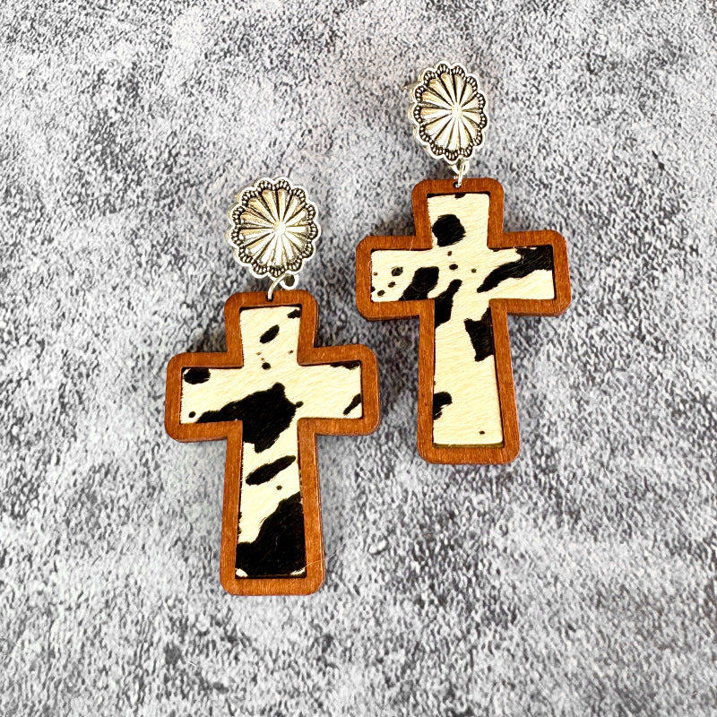 Western Cross Leather Earrings - product image 9