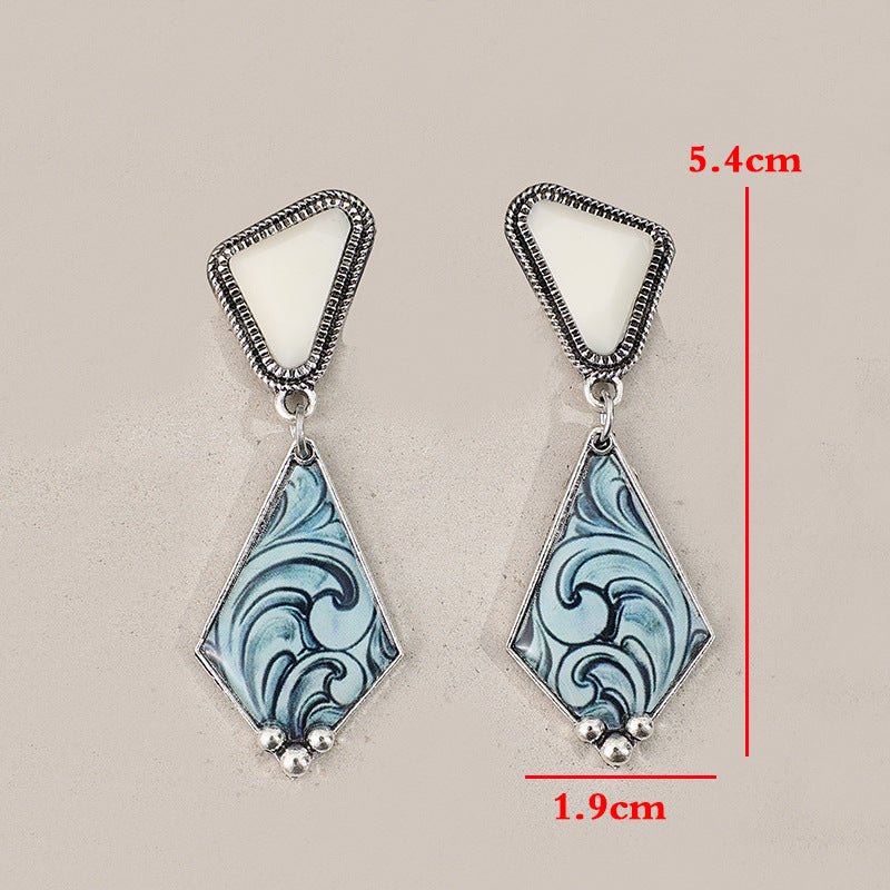 Turquoise Boho Vintage Geometric Resin Earrings - product image 7