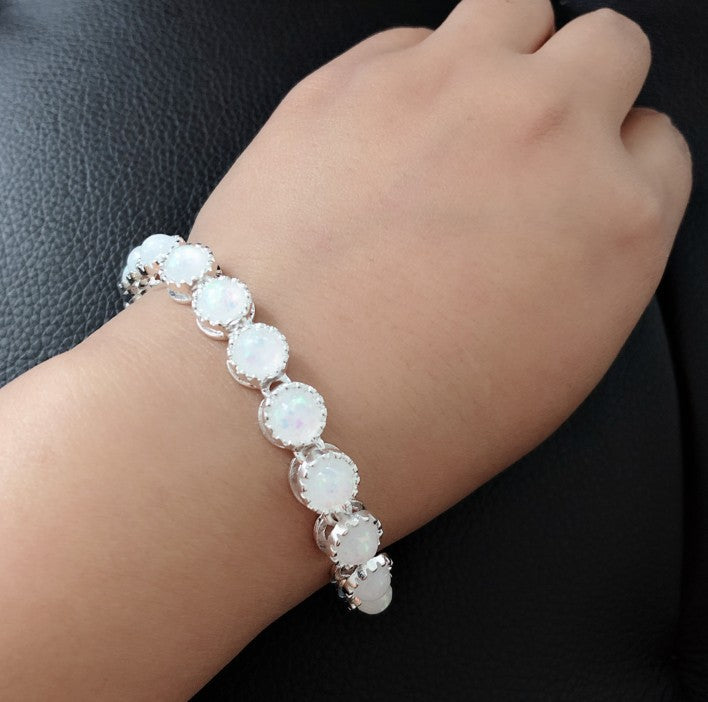2018new Roman Opal Bracelet Women's Opal Inlaid Silver Bracelet for Women
