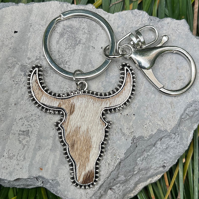 Western Vintage Cow Skull Cross Leather Necklace