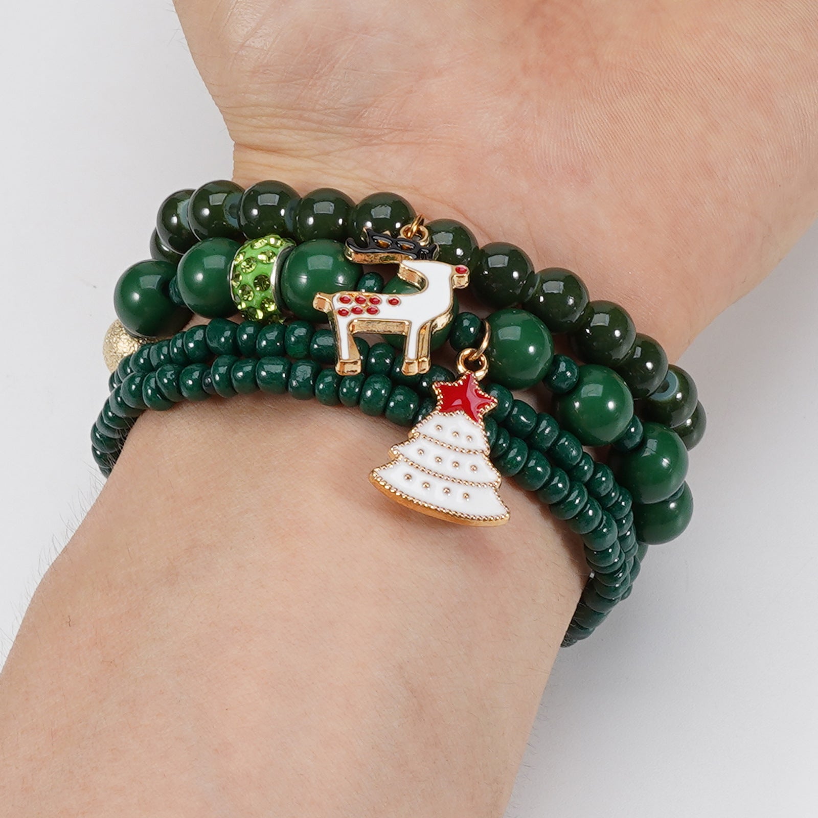 Christmas Bracelet Elastic Cord Bracelet Snowman - Snowflake - Christmas Tree