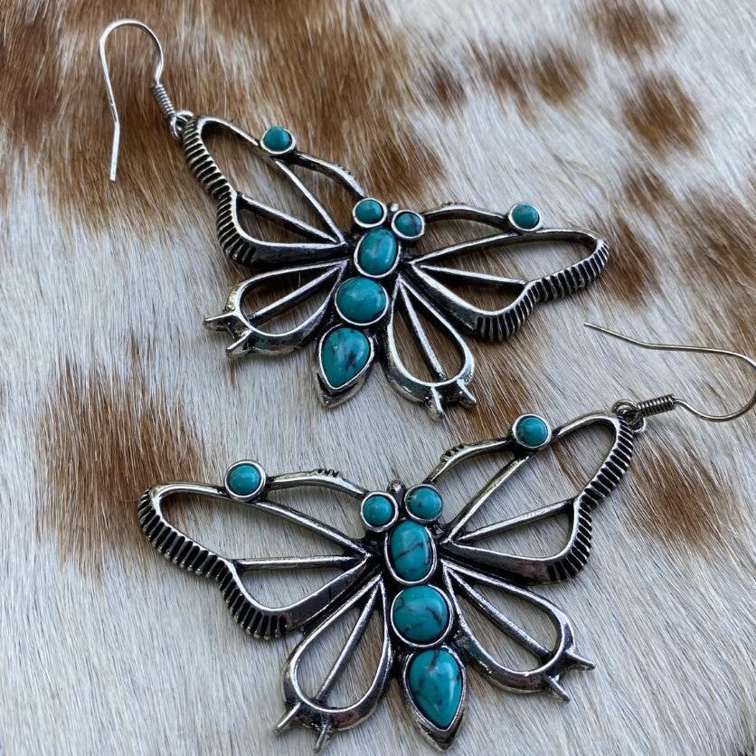 Turquoise Vintage Butterfly Earrings - product image 1