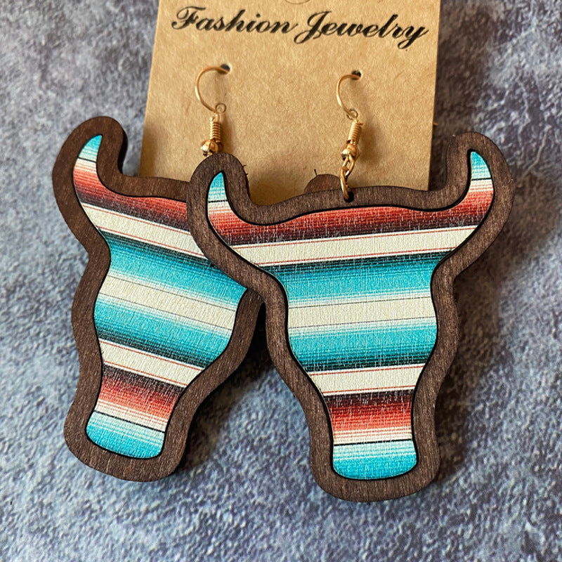 Western Boho Vintage Cow Skull Cross Earrings - product image 7