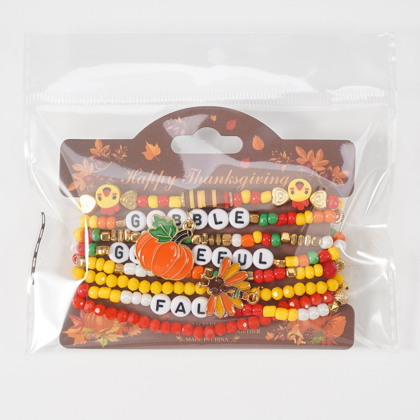 Autumn Thanksgiving Bracelet Maple Leaf - Turkey - Pumpkin - Squirrel - Pine