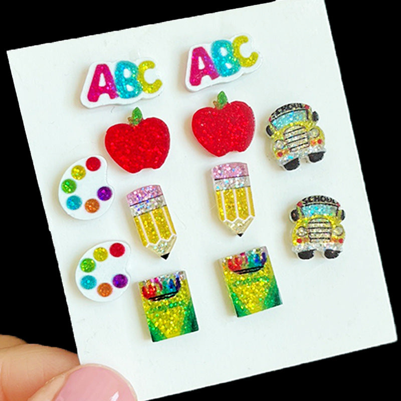 Products: Teacher Zhou's Small and Exquisite Sparkling Earrings - Apple - product image 1
