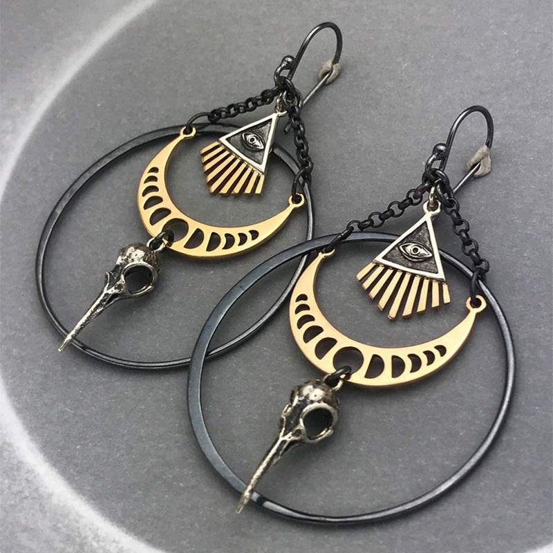 Vintage Statement Geometric Moon Cross Earrings - product image 1