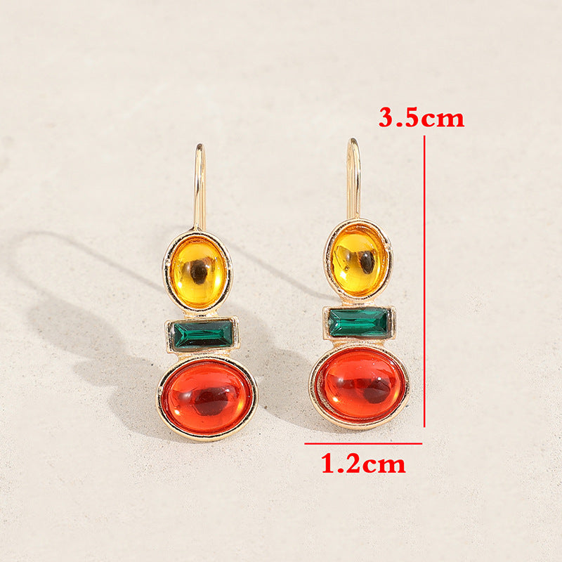 Unique Gold-rimmed Gemstone Earrings for Women Simple Alloy Earrings - product image 4