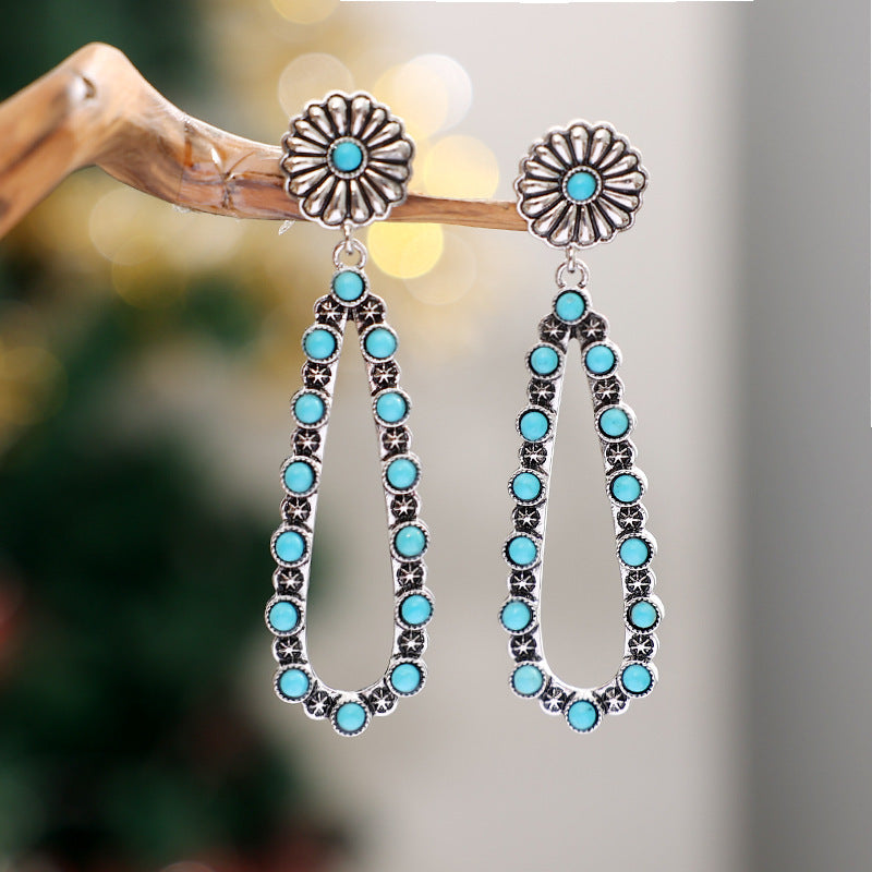 Turquoise Boho Vintage Cross Earrings - product image 5