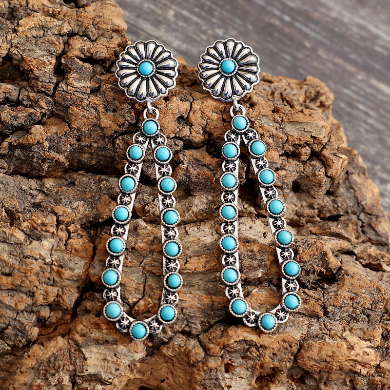 Turquoise Boho Vintage Cross Earrings - product image 8