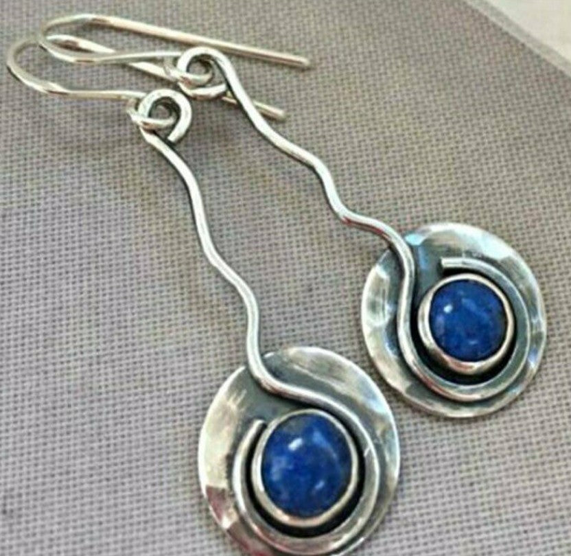 Earrings Inlaid with Sea Blue Topaz for Women Creative Rotating Water Drop - product image 23