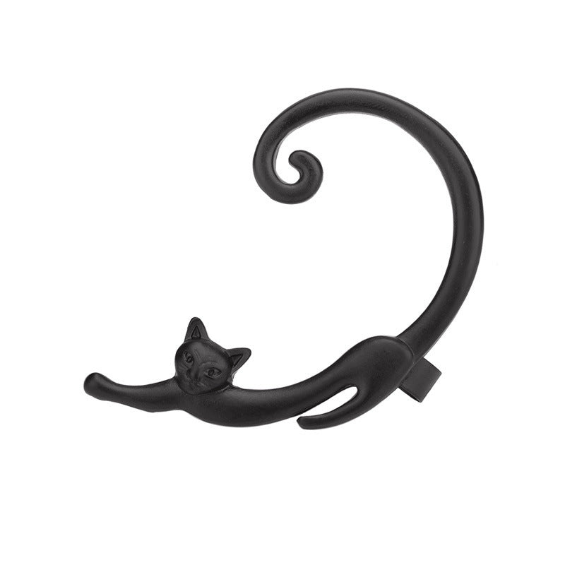 Simple Glossy Cat Earrings in Minimalist Style - Unique Cute Small Animal 3d