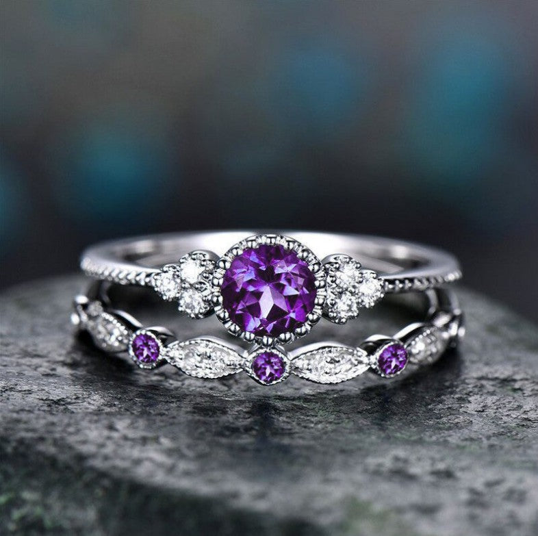 Ring Fashionable Zircon Ring for Women Two-piece Set of Micro-inlaid Emerald - product image 6
