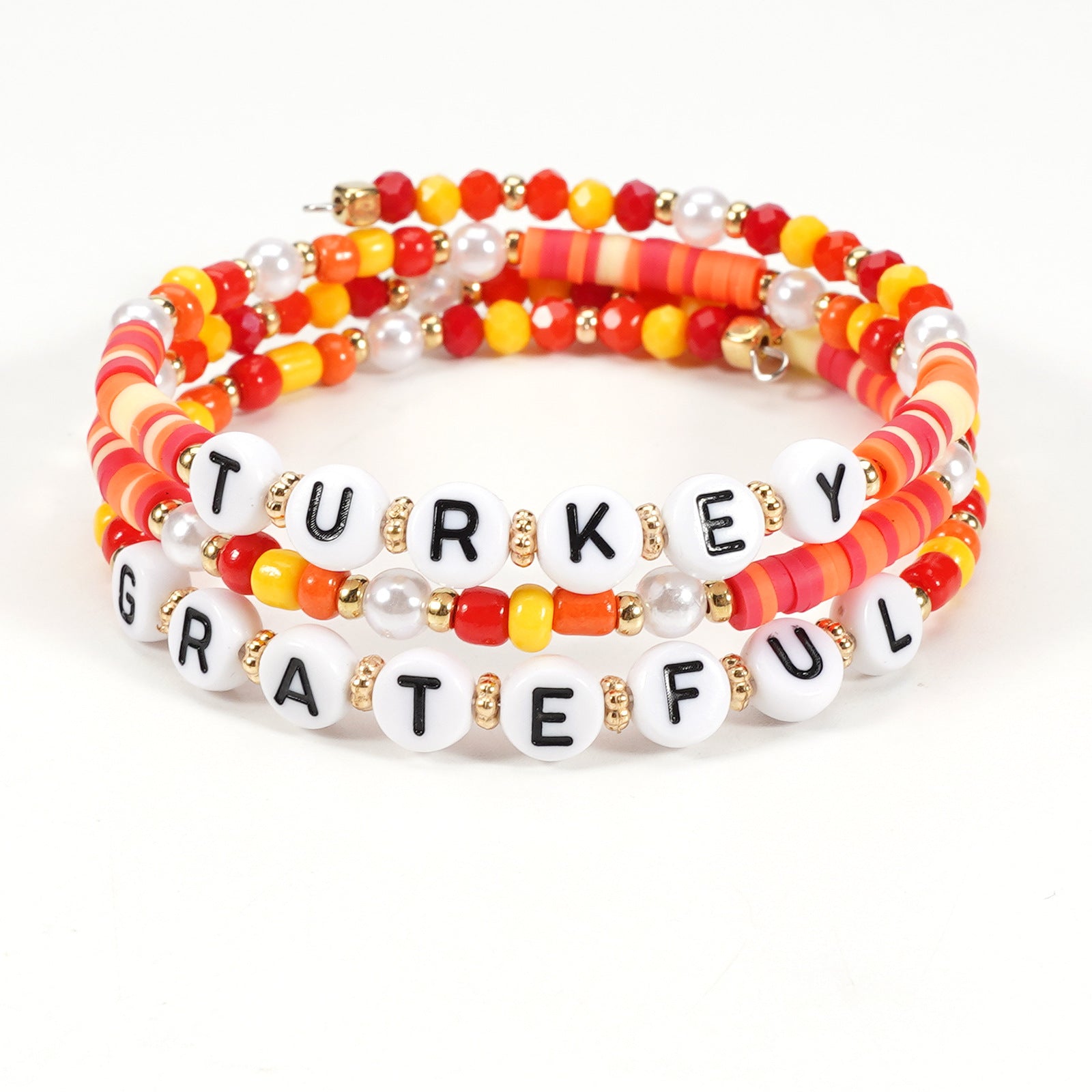 Thanksgiving Bracelet Autumn Maple Leaf Turkey Pumpkin Cartoon Cute Twisted