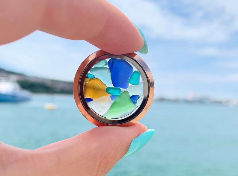 Colorful Sea Glass Round Pendant Necklace - product image 7