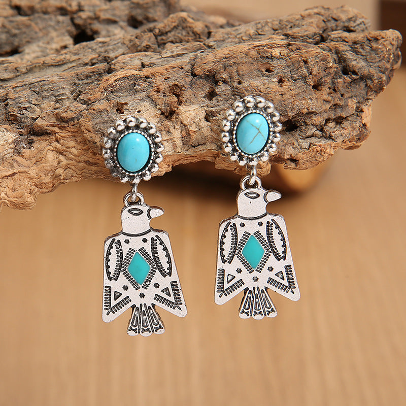 Turquoise Boho Vintage Cross Earrings - product image 1