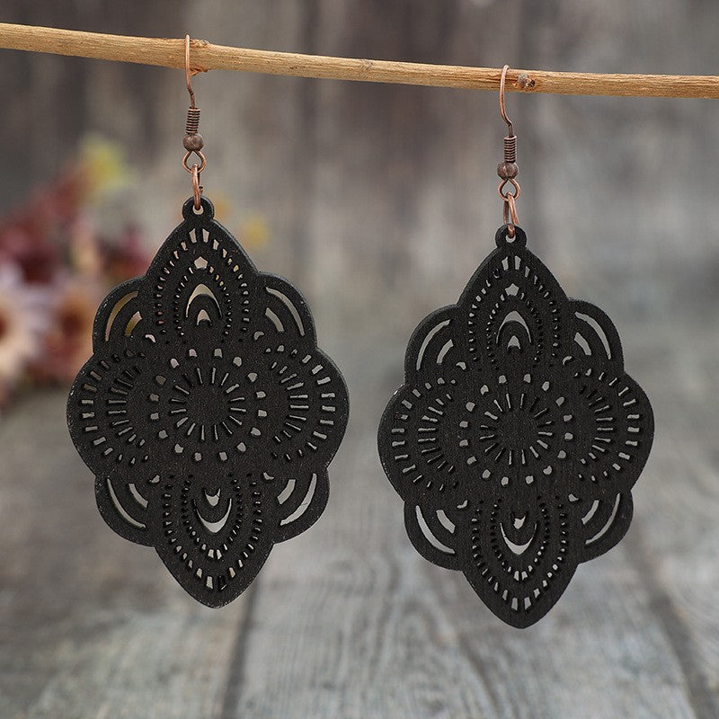 Vintage Floral Cross Wood Earrings - product image 9