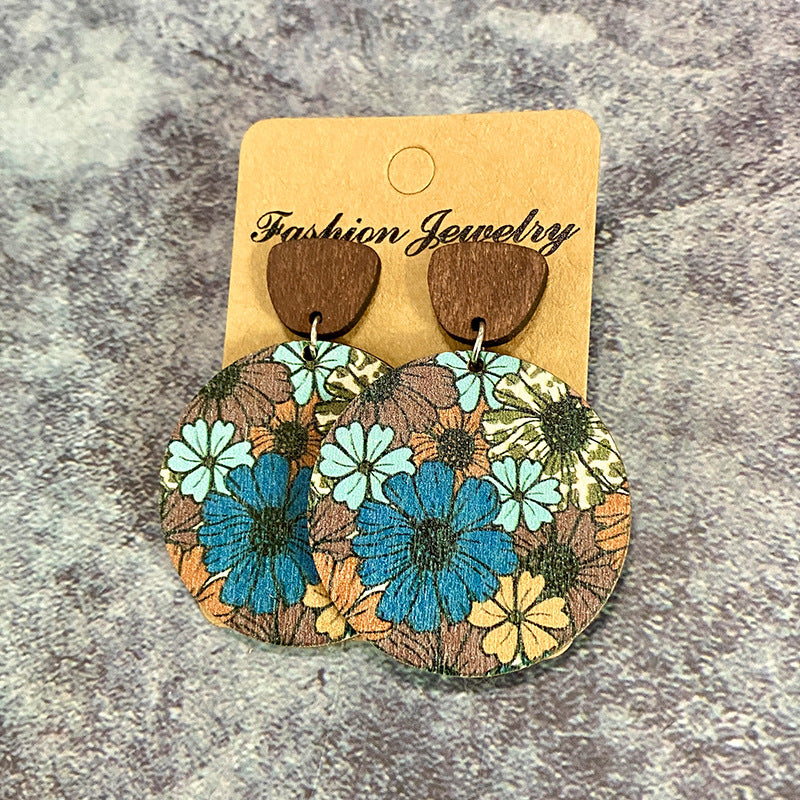 Western Boho Floral Cross Wood Earrings - product image 11
