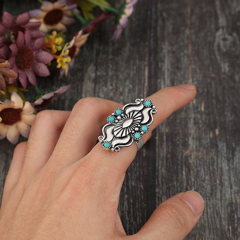 Turquoise Boho Cross Ring - product image 2