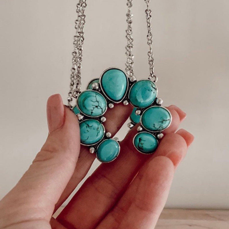 Turquoise Boho Vintage Floral Necklace - product image 4