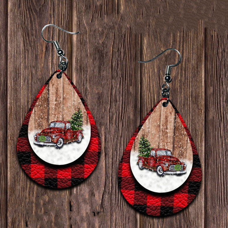 Cross Leather Earrings - product image 1