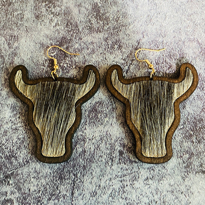 Western Vintage Cow Skull Horse Cross Earrings - product image 10