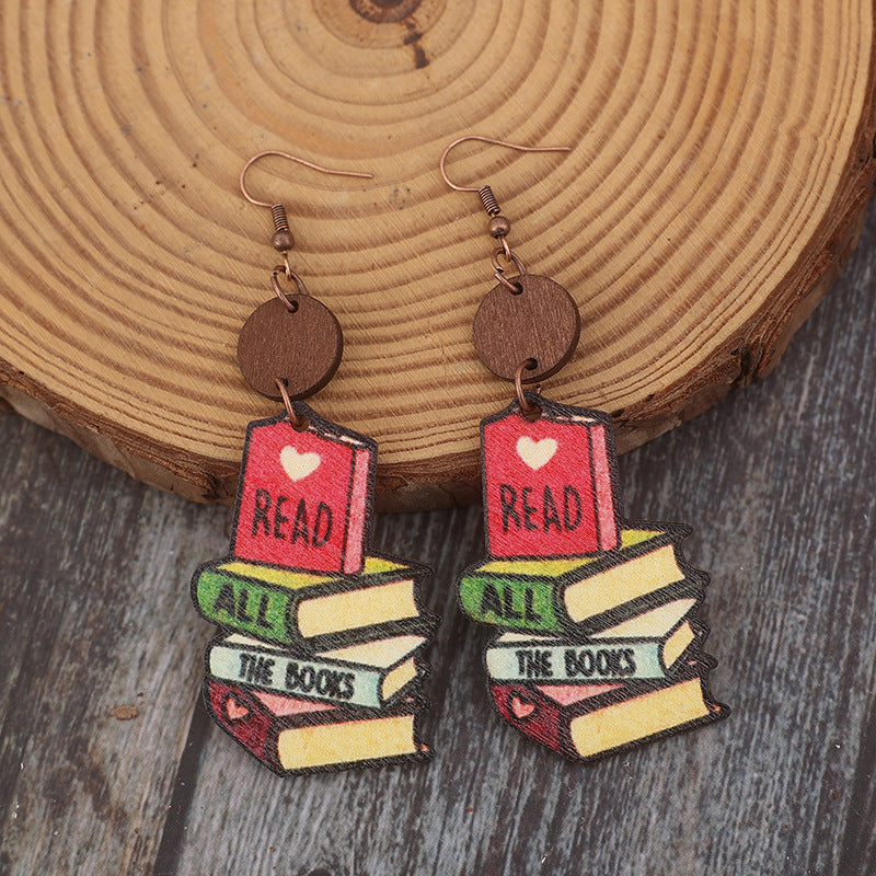 Vintage Heart Cross Wood Earrings - product image 2