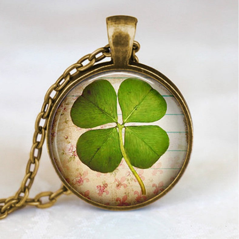Arrivals Lucky Clover Time Gemstone Glass Pendant Necklace of Jewelry - product image 2