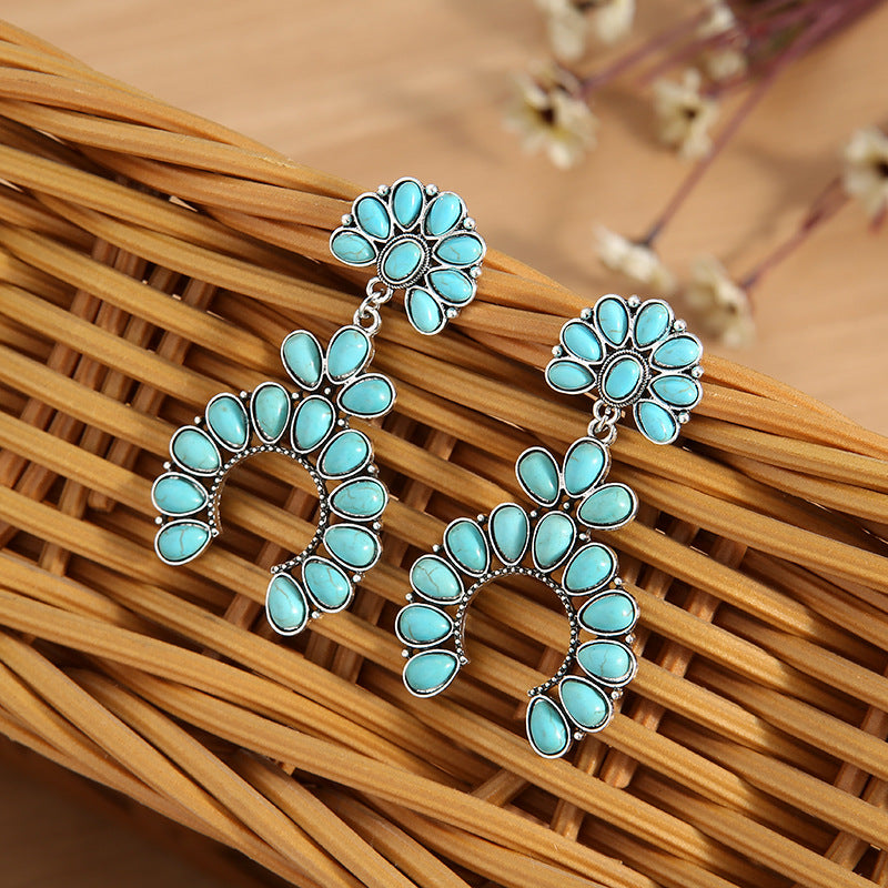 Western Turquoise Vintage Statement Geometric Earrings - product image 3