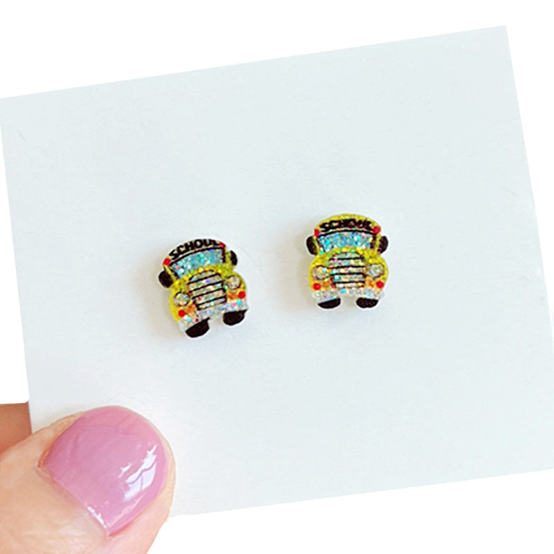 Products: Teacher Zhou's Small and Exquisite Sparkling Earrings - Apple